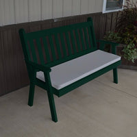 A&L Furniture Amish-Made Pine Traditional English Garden Bench, Dark Green