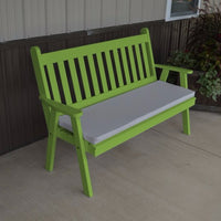 A&L Furniture Amish-Made Pine Traditional English Garden Bench, Lime Green