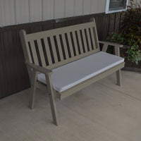 A&L Furniture Amish-Made Pine Traditional English Garden Bench, Olive Gray