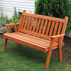 A&L Furniture Co. Amish-Made Cedar Traditional English Garden Bench, Cedar Stain