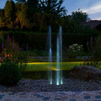 Oase Water Trio Programmable Illuminated 3-Jet Fountain in landscape