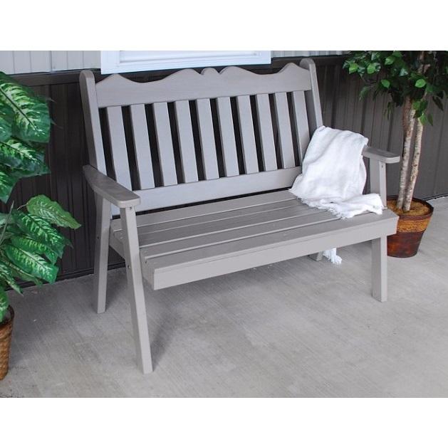A&L Furniture Amish-Made Pine Royal English Garden Bench, Olive Gray