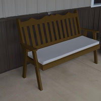 A&L Furniture Amish-Made Pine Royal English Garden Bench, Coffee