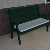 A&L Furniture Amish-Made Pine Royal English Garden Bench, Dark Green