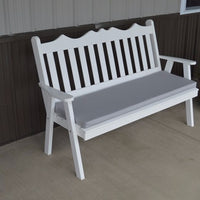 A&L Furniture Amish-Made Pine Royal English Garden Bench, White