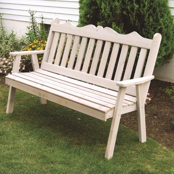 A&L Furniture Co. Amish-Made Cedar Royal English Garden Bench, Gray Stain