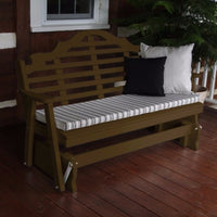 A&L Furniture Amish-Made Pine Marlboro Glider Bench, Coffee