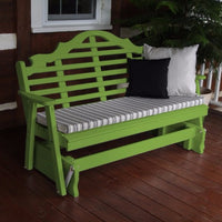 A&L Furniture Amish-Made Pine Marlboro Glider Bench, Lime Green