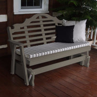 A&L Furniture Amish-Made Pine Marlboro Glider Bench, Olive Gray