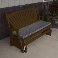 A&L Furniture Amish-Made Pine Fanback Glider Bench, Coffee