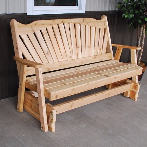 A&L Furniture Cedar Fanback Glider Bench Practical Garden Ponds