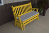 A&L Furniture Amish-Made Pine Traditional English Glider Bench, Canary Yellow