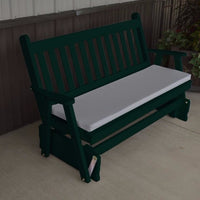 A&L Furniture Amish-Made Pine Traditional English Glider Bench, Dark Green
