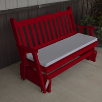 A&L Furniture Amish-Made Pine Traditional English Glider Bench, Tractor Red