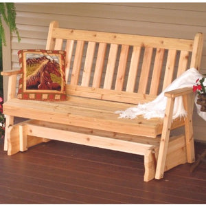 A&L Furniture Co. Amish-Made Cedar Traditional English Glider Bench, Unfinished