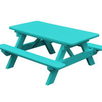 A&L Furniture Amish Poly Kids Picnic Table, Aruba Blue