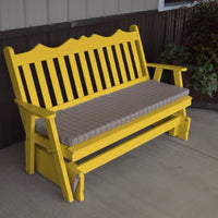 A&L Furniture Amish-Made Pine Royal English Glider Bench, Canary Yellow