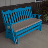 A&L Furniture Amish-Made Pine Royal English Glider Bench, Caribbean Blue