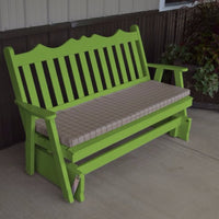 A&L Furniture Amish-Made Pine Royal English Glider Bench, Lime Green