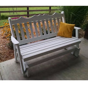 A&L Furniture Amish-Made Pine Royal English Glider Bench, White