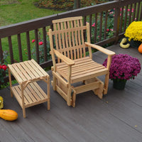 A&L Furniture Co. Amish-Made Natural Bent Oak End Table, shown with optional Porch Glider