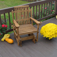 A&L Furniture Bent Oak Glider Rocker with Cupholders, Walnut Finish