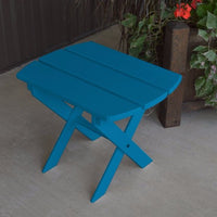 A&L Furniture Amish-Made Yellow Pine Folding Oval End Table, Caribbean Blue