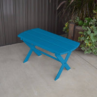 A&L Furniture Amish-Made Pine Folding Coffee Table, Caribbean Blue