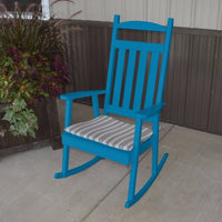 A&L Furniture Pine Classic Porch Rocker, Caribbean Blue