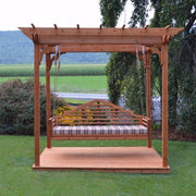 A&L Furniture Co. Amish-Made Cedar Pergola with Deck and Marlboro Swing Bed, Cedar Stain