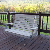 A&L Furniture Amish-Made Pressure-Treated Pine Highback Porch Swing, Gray