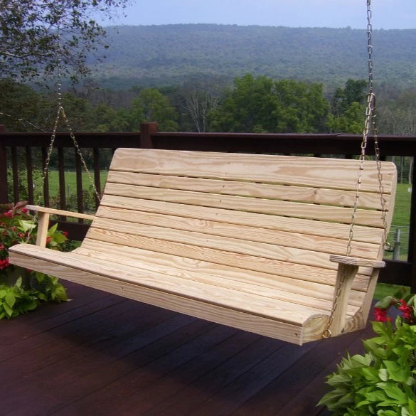A&L Furniture Amish-Made Pressure-Treated Pine Highback Porch Swing, Unfinished