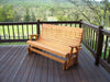 A&L Furniture Amish-Made Pressure-Treated Pine Highback Glider Bench with Cupholders, Cedar Stain