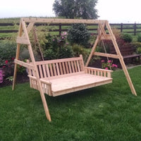 A&L Furniture A-Frame Swing Stand shown with Swing Bed, Unfinished