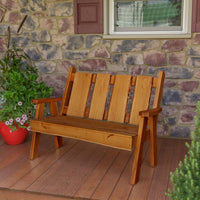 A&L Furniture Blue Mountain Series 4' Rustic Live Edge Timberland Garden Bench, Cedar Stain