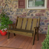 A&L Furniture Blue Mountain Series 4' Rustic Live Edge Timberland Garden Bench, Mushroom Stain