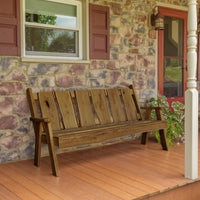 A&L Furniture Blue Mountain Series 6' Rustic Live Edge Timberland Garden Bench, Mushroom Stain