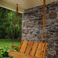 A&L Furniture Blue Mountain Series 4' Rustic Live Edge Timberland Porch Swing, Cedar Stain