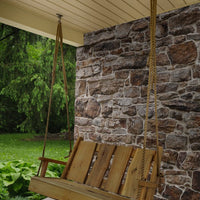 A&L Furniture Blue Mountain Series 4' Rustic Live Edge Timberland Porch Swing, Mushroom Stain