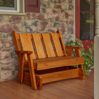 A&L Furniture Blue Mountain Series 4' Rustic Live Edge Timberland Glider Bench, Cedar Stain