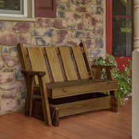 A&L Furniture Blue Mountain Series 4' Rustic Live Edge Timberland Glider Bench, Mushroom Stain