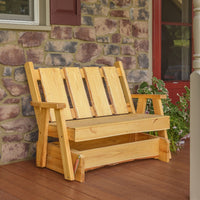 A&L Furniture Blue Mountain Series 4' Rustic Live Edge Timberland Glider Bench, Natural Stain