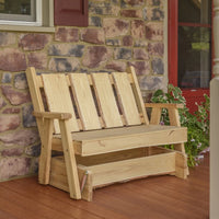 A&L Furniture Blue Mountain Series 4' Rustic Live Edge Timberland Glider Bench, Unfinished