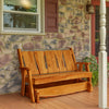 A&L Furniture Blue Mountain Series 5' Rustic Live Edge Timberland Glider Bench, Cedar Stain