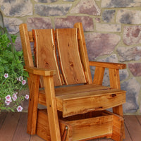 A&L Furniture Blue Mountain Series Rustic Live Edge Timberland Glider Chair, Cedar Stain