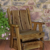 A&L Furniture Blue Mountain Series Rustic Live Edge Timberland Glider Chair, Mushroom Stain