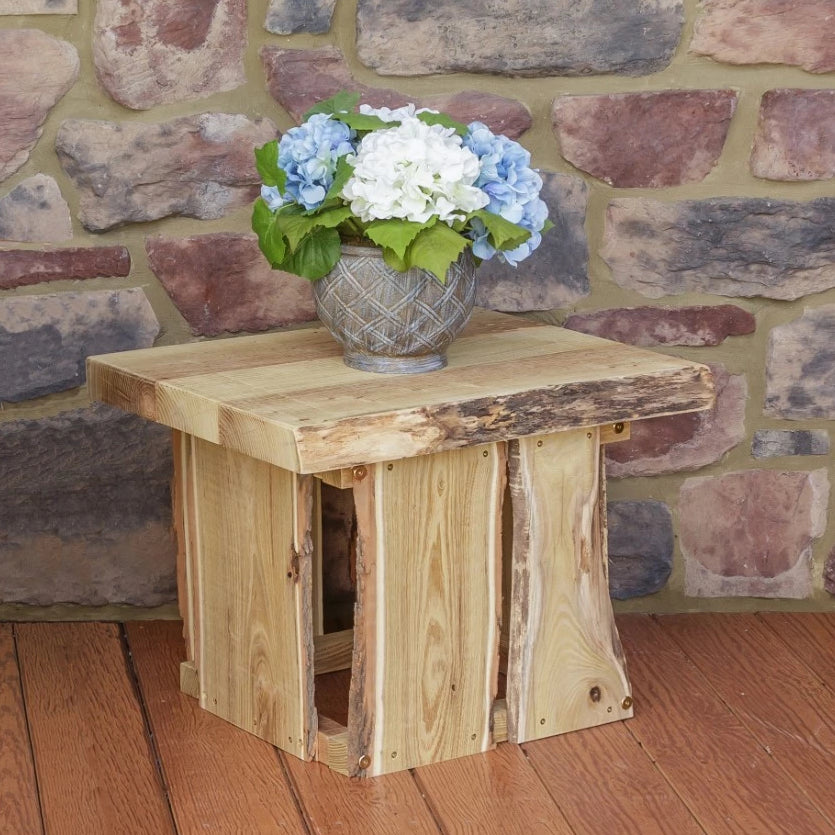 A&L Furniture Blue Mountain Series Rustic Live Edge Evening Grove Side Table, Unfinished