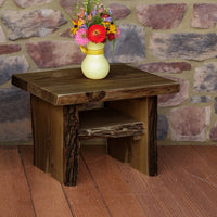 A&L Furniture Blue Mountain Series Rustic Live Edge Sunset Thicket End Table, Mushroom Stain