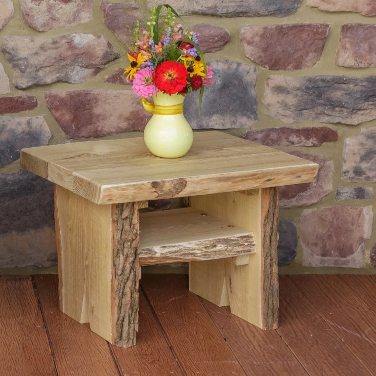 A&L Furniture Blue Mountain Series Rustic Live Edge Sunset Thicket End Table, Unfinished