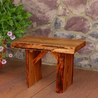 A&L Furniture Blue Mountain Series 2' Rustic Live Edge Wildwood Picnic Bench, Cedar Stain